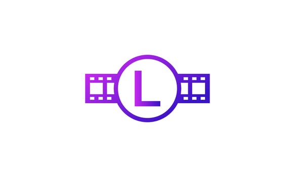 Initial Letter L Circle with Reel Stripes Filmstrip for Film Movie Cinema Production Studio Logo Inspiration vector