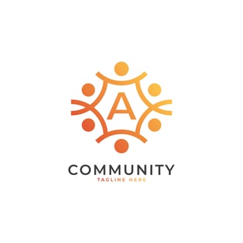 Community Initial Letter A Connecting People Logo. Colorful Geometric Shape. Flat Vector Logo Design Template Element.