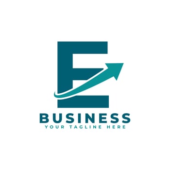 Letter E with Swoosh Arrow Up Logo Design. Creative Letter Mark Suitable for Company Brand Identity, Travel, Start up, Logistic, Business Chart or Graph Logo Template vector