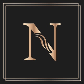 Elegant letter N Graceful Royal Calligraphic Beautiful Logo. Vintage Gold Drawn Emblem for Book Design, Brand Name, Business Card, Restaurant, Boutique, or Hotel vector