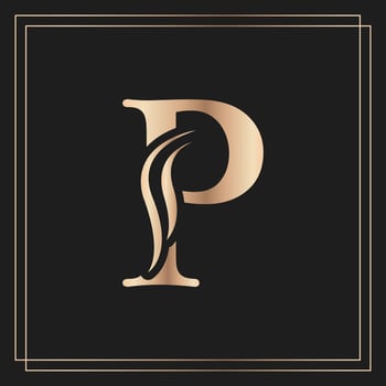 Elegant letter P Graceful Royal Calligraphic Beautiful Logo. Vintage Gold Drawn Emblem for Book Design, Brand Name, Business Card, Restaurant, Boutique, or Hotel vector