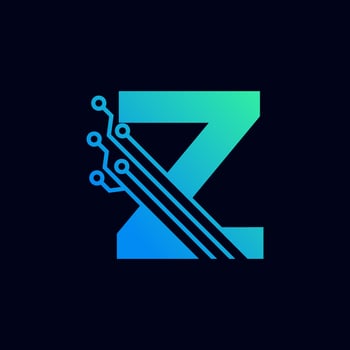 Tech Letter Z Logo. Futuristic Vector Logo Template with Green and Blue Gradient Color. Geometric Shape. Usable for Business and Technology Logos.