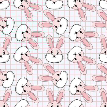 Background cute bunny pink 2d asset for user interface. Cartoon colorful Fantasy Seamless Pattern. vector