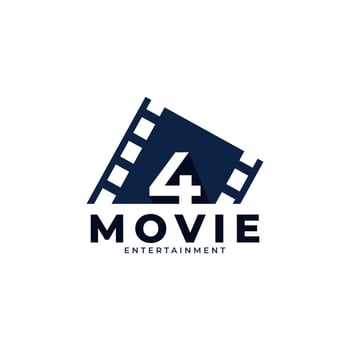 Film Logo. Number 4 Movie Logo Design Template Element. Eps10 Vector