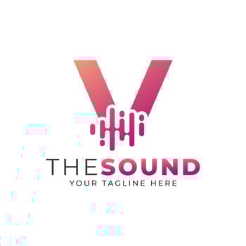 Music Logo. Creative Letter V Trendy Design Logo Concept with Sound Wave Vector Illustration.