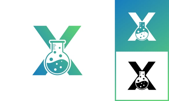 Letter X with Abstract lab logo. Usable for Business, Science, Healthcare, Medical, Laboratory, Chemical and Nature Logos. vector