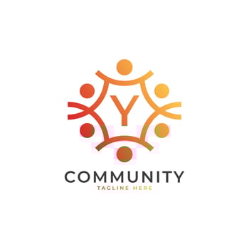 Community Initial Letter Y Connecting People Logo. Colorful Geometric Shape. Flat Vector Logo Design Template Element.