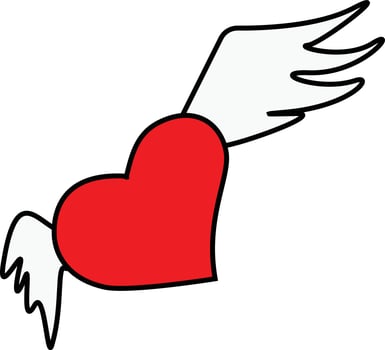 Flying heart with wings. Symbol of love. Vector illustration