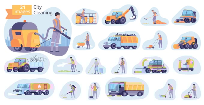 City Cleaning Icons Set vector