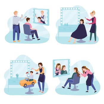 Hairdresser 2x2 Set vector