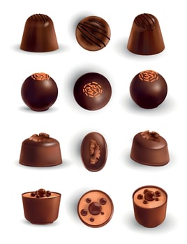 Realistic Chocolate Icon Set vector