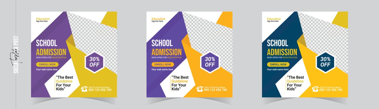 School admission social media post and web banner design template. Back to school flyer poster leaflet template. vector