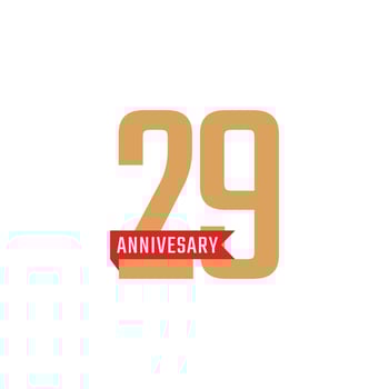 29 Year Anniversary Celebration with Red Ribbon Vector. Happy Anniversary Greeting Celebrates Template Design Illustration vector