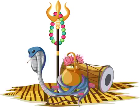 Different Indian elements and blue snake vector