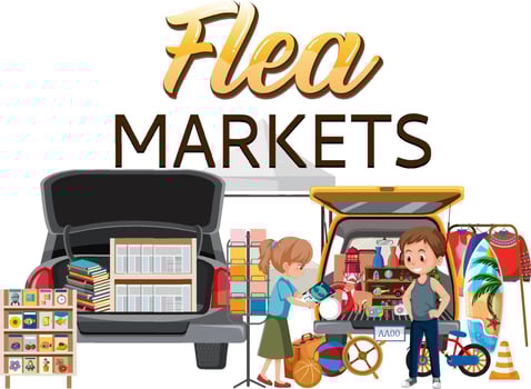 Flea market concept with a car boot sale vector