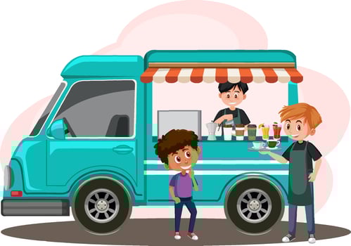 Flea market concept with food truck vector