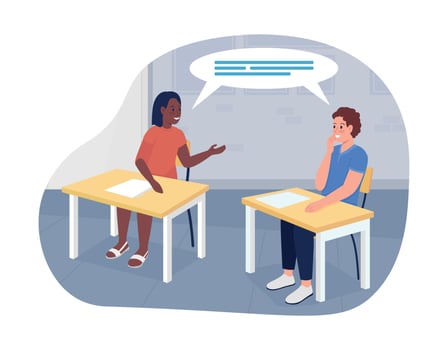 Talking students 2D vector isolated illustration