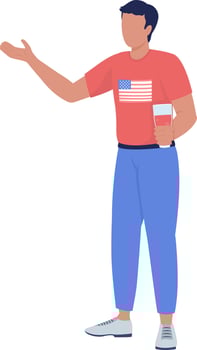 National holiday attendee semi flat color vector character