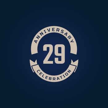 29 Year Anniversary Celebration with Golden Color for Celebration Event, Wedding, Greeting card, and Invitation Isolated on Blue Background vector