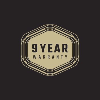 9 Year Anniversary Warranty Celebration with Golden Color for Celebration Event, Wedding, Greeting card, and Invitation Isolated on Black Background vector