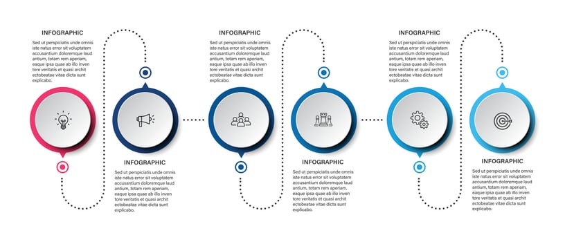 Steps business data visualization timeline process infographic template design with icons vector
