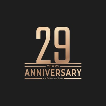 29 Year Anniversary Celebration with Thin Number Shape Golden Color for Celebration Event, Wedding, Greeting card, and Invitation Isolated on Dark Background vector