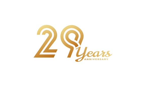 29 Year Anniversary Celebration with Handwriting Golden Color for Celebration Event, Wedding, Greeting card, and Invitation Isolated on White Background vector