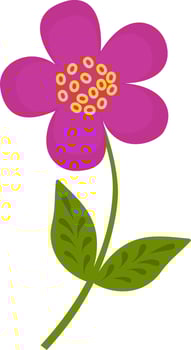 Illustration of a purple flower on a white background. Vector flower in cartoon style.Vector illustration for greetings, weddings, flower design.