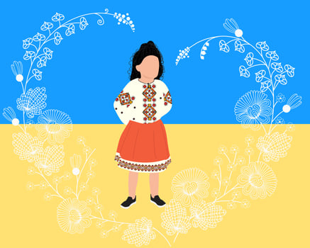 A beautiful ukrainian girl in an embroidered shirt. vector