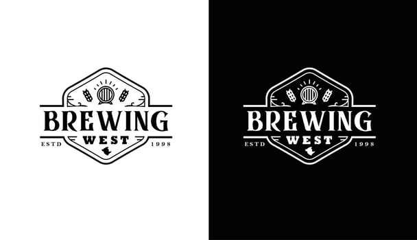 Classic Retro Vintage Label Badge logo design brewing brewery for restaurant vector