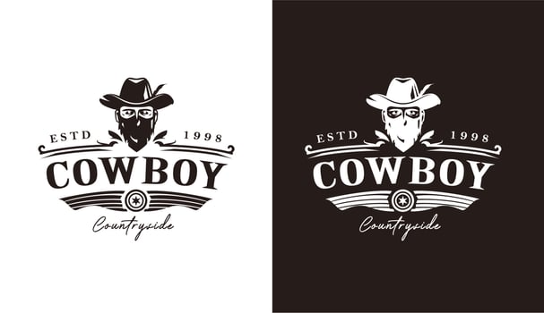 Classic cowboy Country bar and grill Vintage Retro Ribbon Banner logo design vector