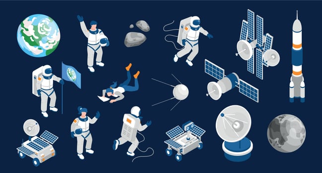Space Isometric Color Set vector