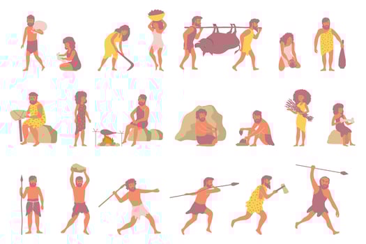 Primitive People Flat Set vector