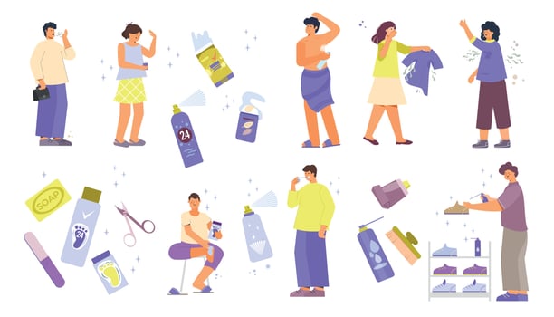 Deodorant Antiperspirant Flat Set vector