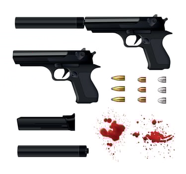 Pistol Gun Realistic Set vector