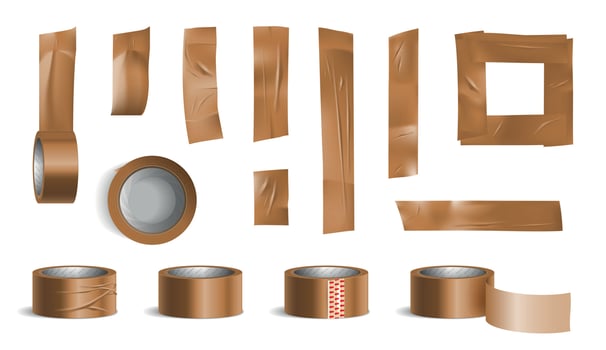 Tape Roll Bronze Pieces Set vector
