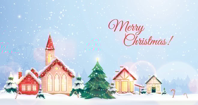 Christmas Houses Greeting Composition vector