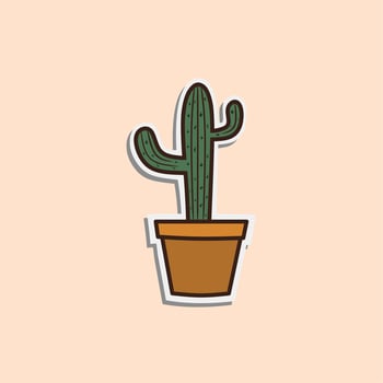 vector ornamental plants at home, cute house plant stickers, vector illustrations on a white background