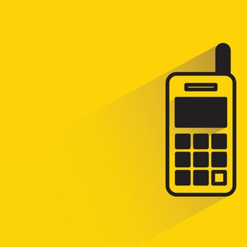 mobile phone yellow background vector illustration