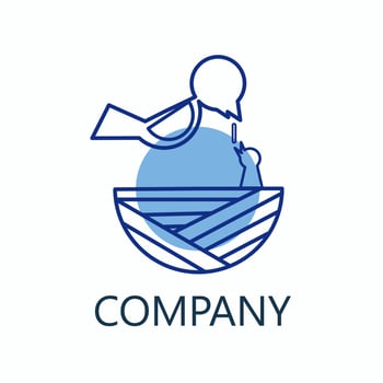 A comfortable bird's nest logo is feeding its young vector