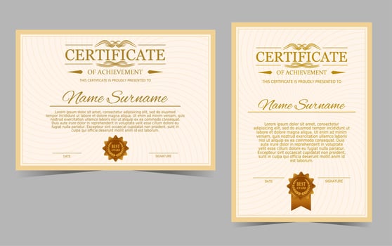 Certificate of achievement or diploma template vintage design vector