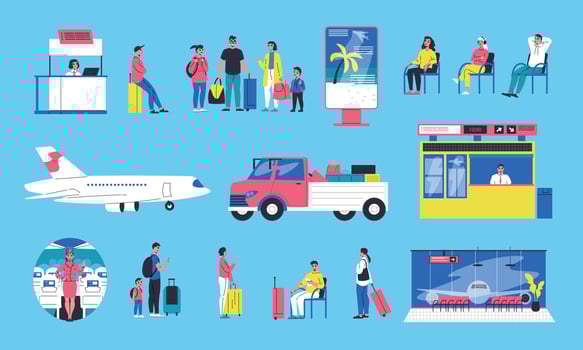 Tourist Flat Color Set vector