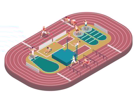 Running Athletes Stadium Composition vector