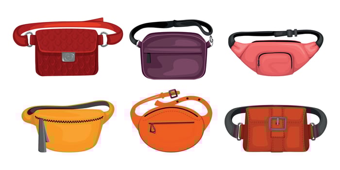 Trendy Waist Bags Set vector