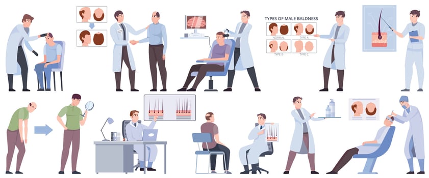 Men Hair Loss Treatment Set vector