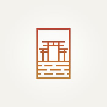 traditional torii gate minimalist line art logo vector