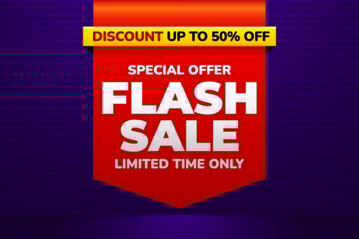 Flash sale banner vector background, special offer template design for media promotion and social media business post