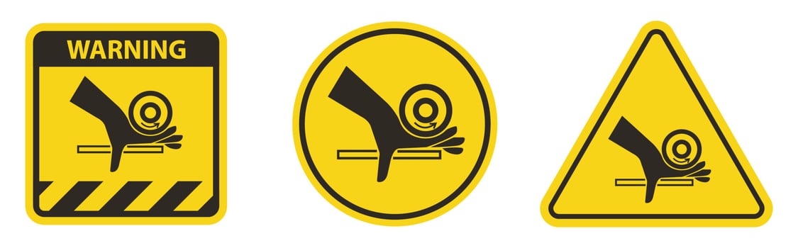 Hand Crush Roller Pinch Point Symbol Sign Isolate on White Background,Vector Illustration vector