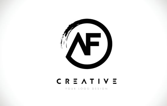 AF Circular Letter Logo with Circle Brush Design and White Background. vector
