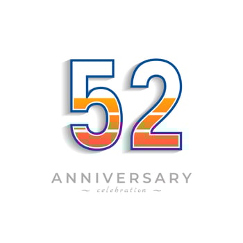 52 Year Anniversary Celebration with Charging Icon Battery for Celebration Event, Wedding, Greeting card, and Invitation Isolated on White Background vector